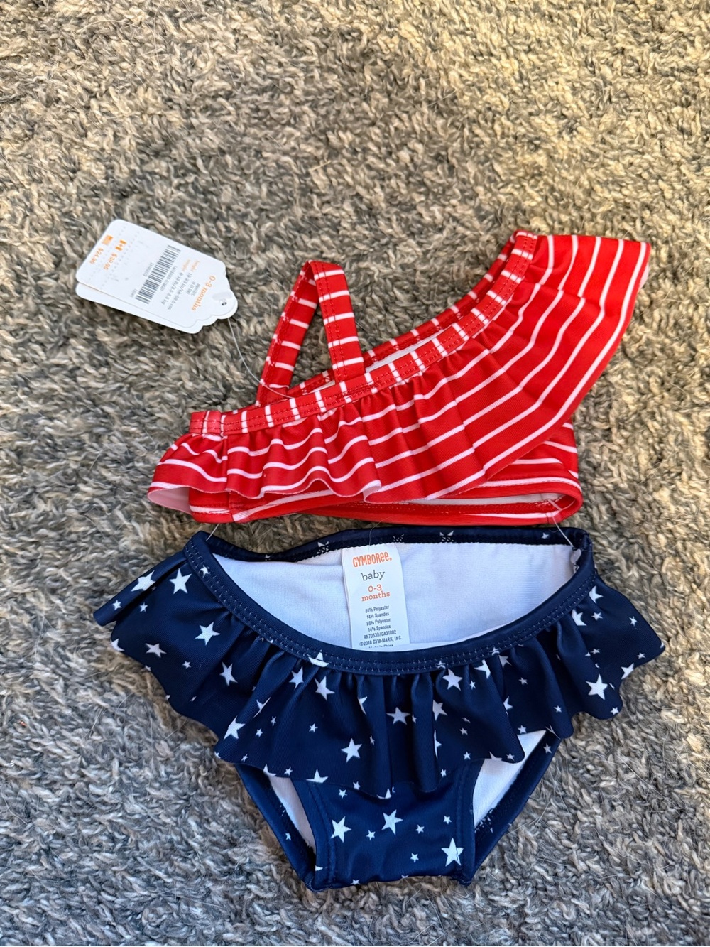NWT patriotic baby girl ruffle bikini